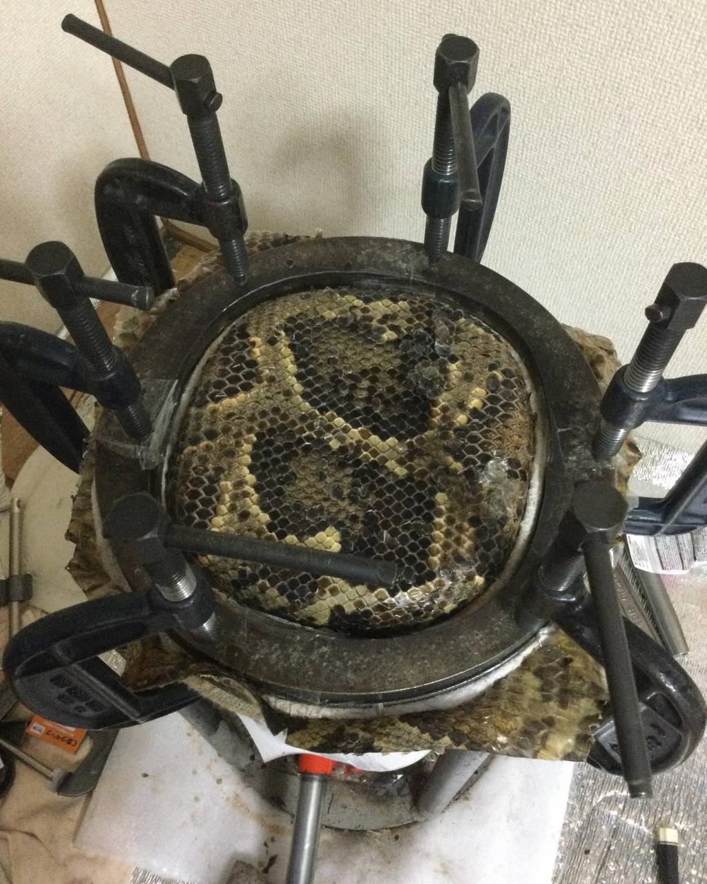 三線-えぞ三弦販売三線クオレ三線工房えぞ三弦　　皮張りも致します☆ジャッキアップ